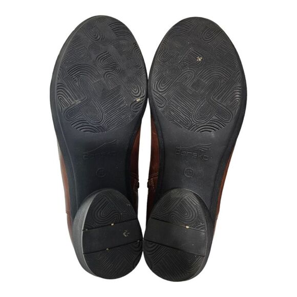 DANSKO Raina Leather Chestnut Burnished Ankle Booties Zip-Up Size 42/12 - Picture 5 of 8